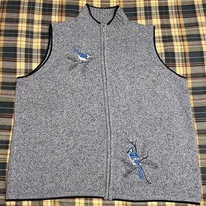 Northern Reflections Women’s Knit Blue Zip Up Embroidered Blue Jays Vest - XL